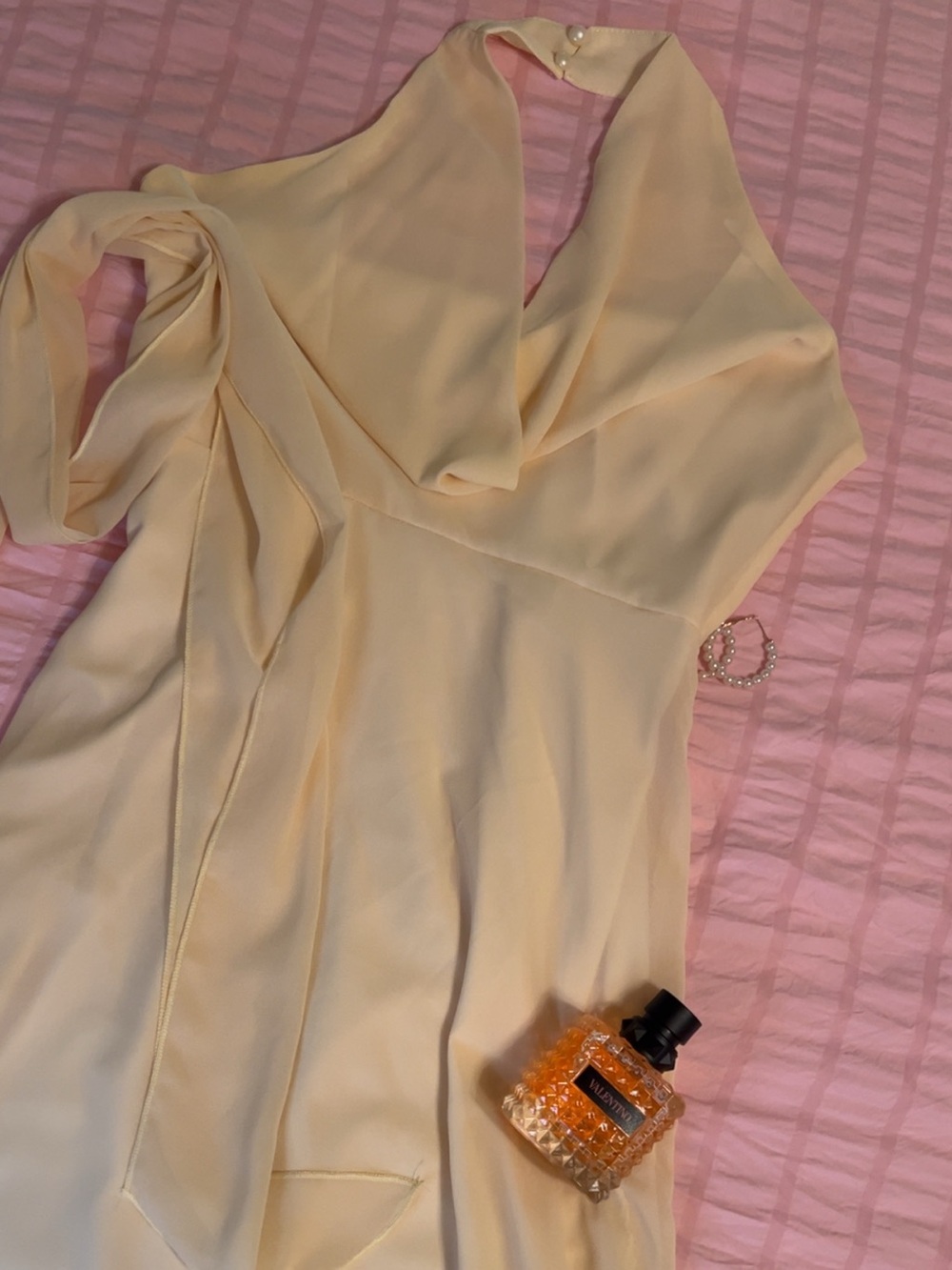 Shein- Elegant Cream Halter Maxi Backless Dress